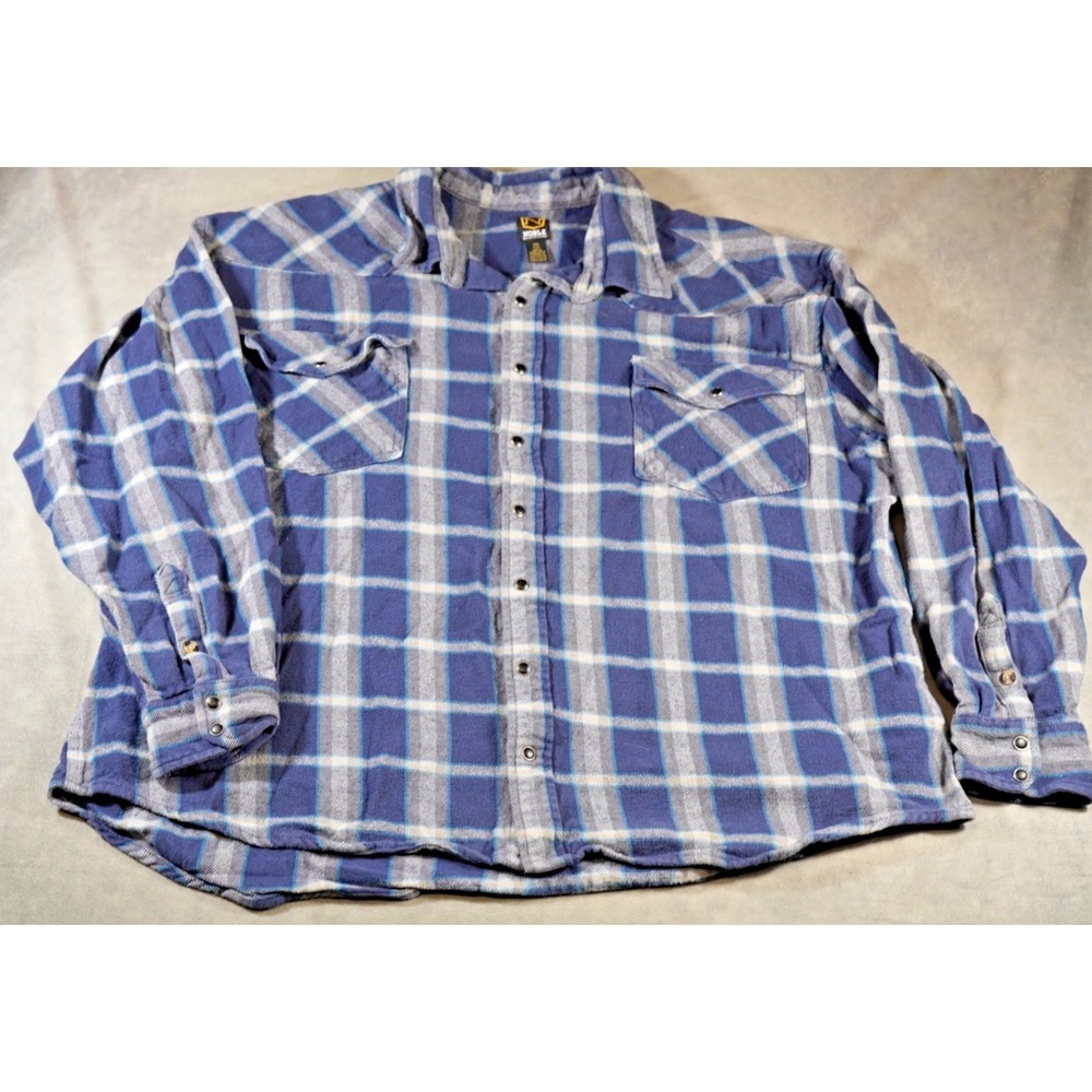 Noble Outfitters Flannel Shirt Men's 3XL Blue And Gray Plaid‎ Long Sleeve